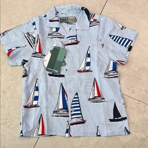 Eighth Avenue Light Blue Sailboat Button-Up Shirt